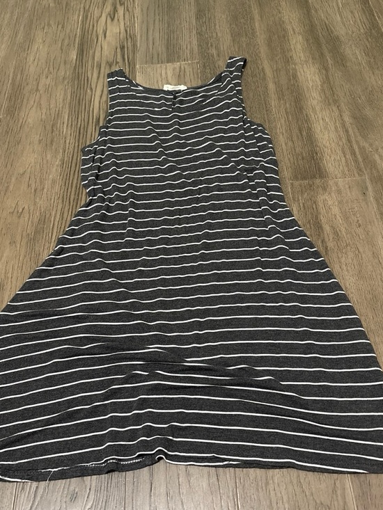Olivia Rae Dresses & Skirts - Sleeveless Grey & White Striped Knit Dress